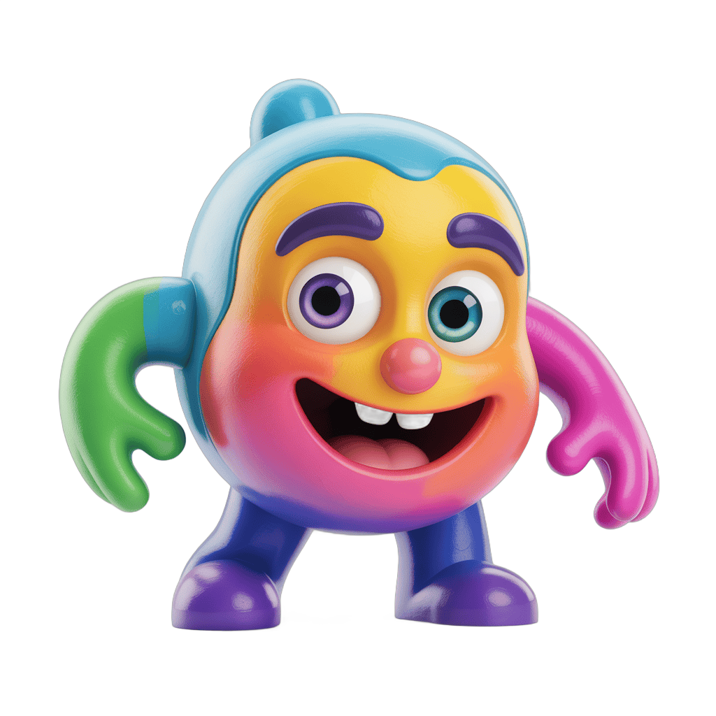 Colorful cartoon alien character with big eyes and smile for children's illustrations and animations PNG - transparent background