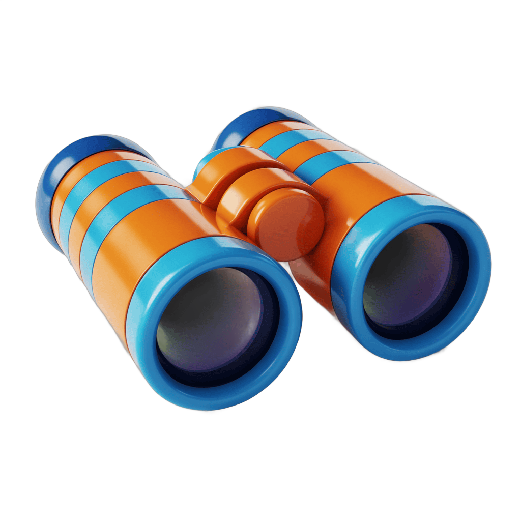 Colorful cartoon binoculars clipart for kids educational materials and outdoor activity illustrations PNG - transparent background