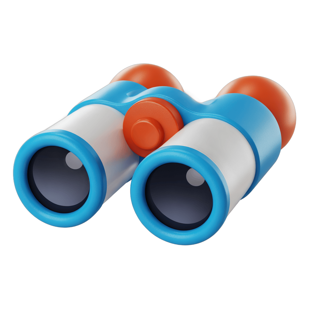 Colorful cartoon binoculars for kids educational toys and outdoor adventure illustrations PNG - transparent background