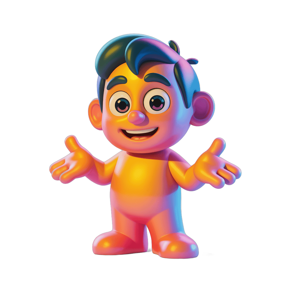 Colorful cartoon boy character with arms outstretched for cheerful designs and illustrations PNG - transparent background