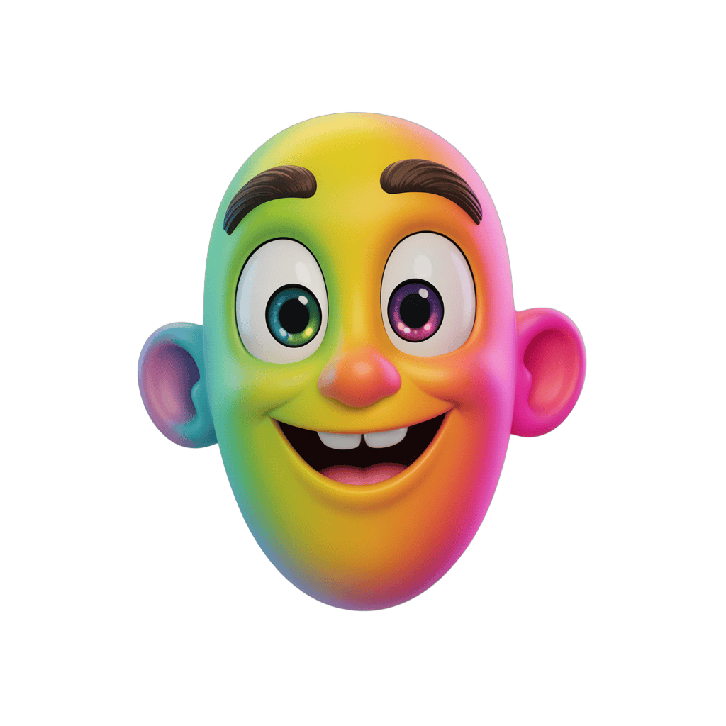 Colorful cartoon character smiling cheerful isolated transparent background clipart PNG - transparent background