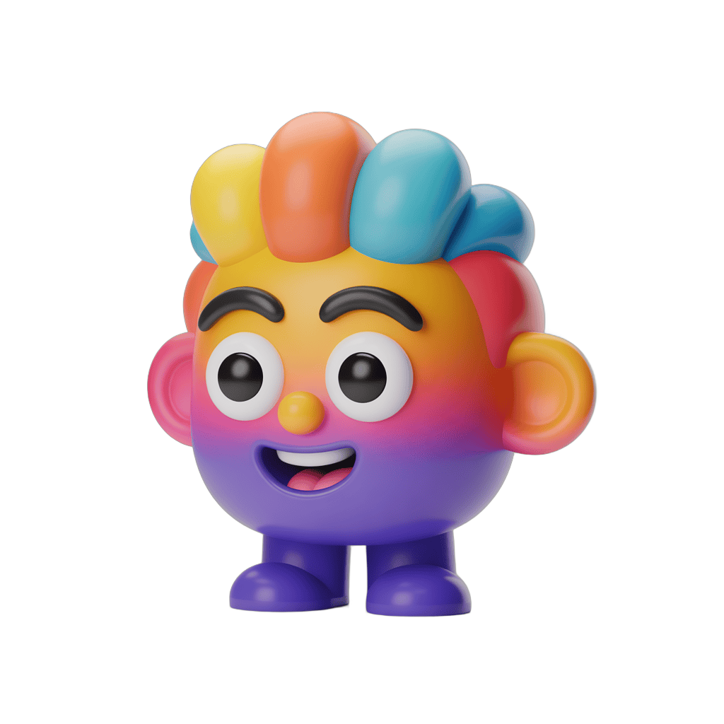 Colorful cartoon character smiling for children's educational materials and illustrations PNG - transparent background