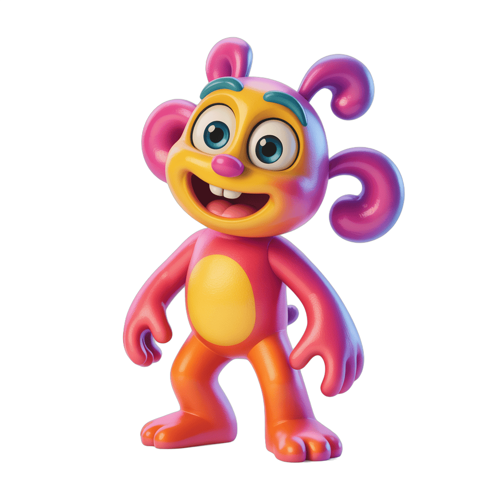 Colorful cartoon character standing with arms at sides for children illustrations PNG - transparent background