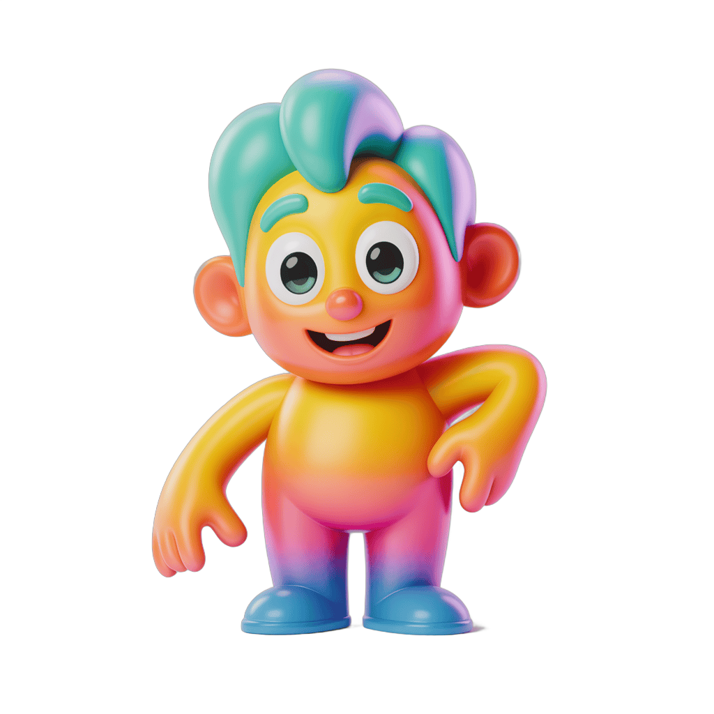 Colorful cartoon character standing with arms relaxed for children illustrations PNG - transparent background