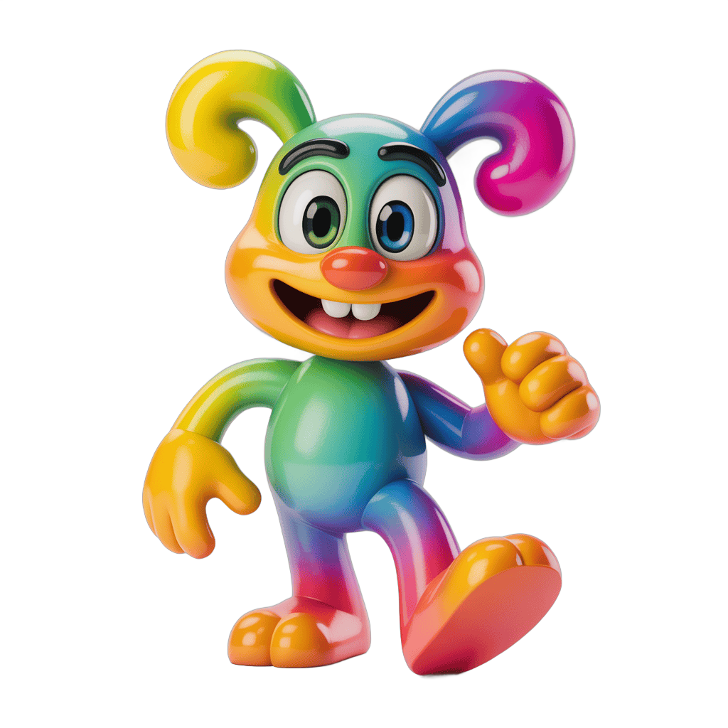 Colorful cartoon character waving cheerfully for children's educational content PNG - transparent background