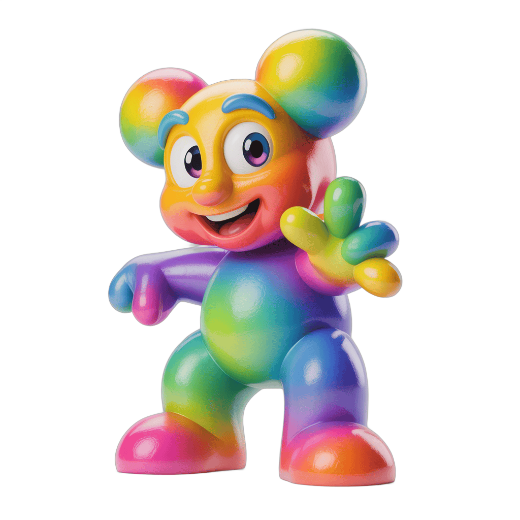Colorful cartoon character waving cheerfully for vibrant social media graphics PNG - transparent background
