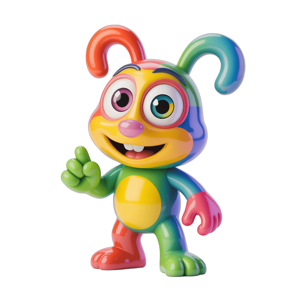 Colorful cartoon character waving for cheerful children's illustrations and designs PNG - transparent background