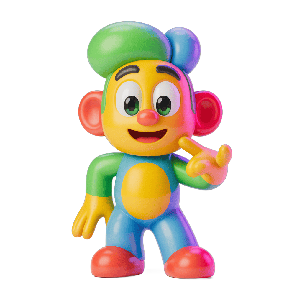 Colorful cartoon character waving for children's party decorations and illustrations PNG - transparent background