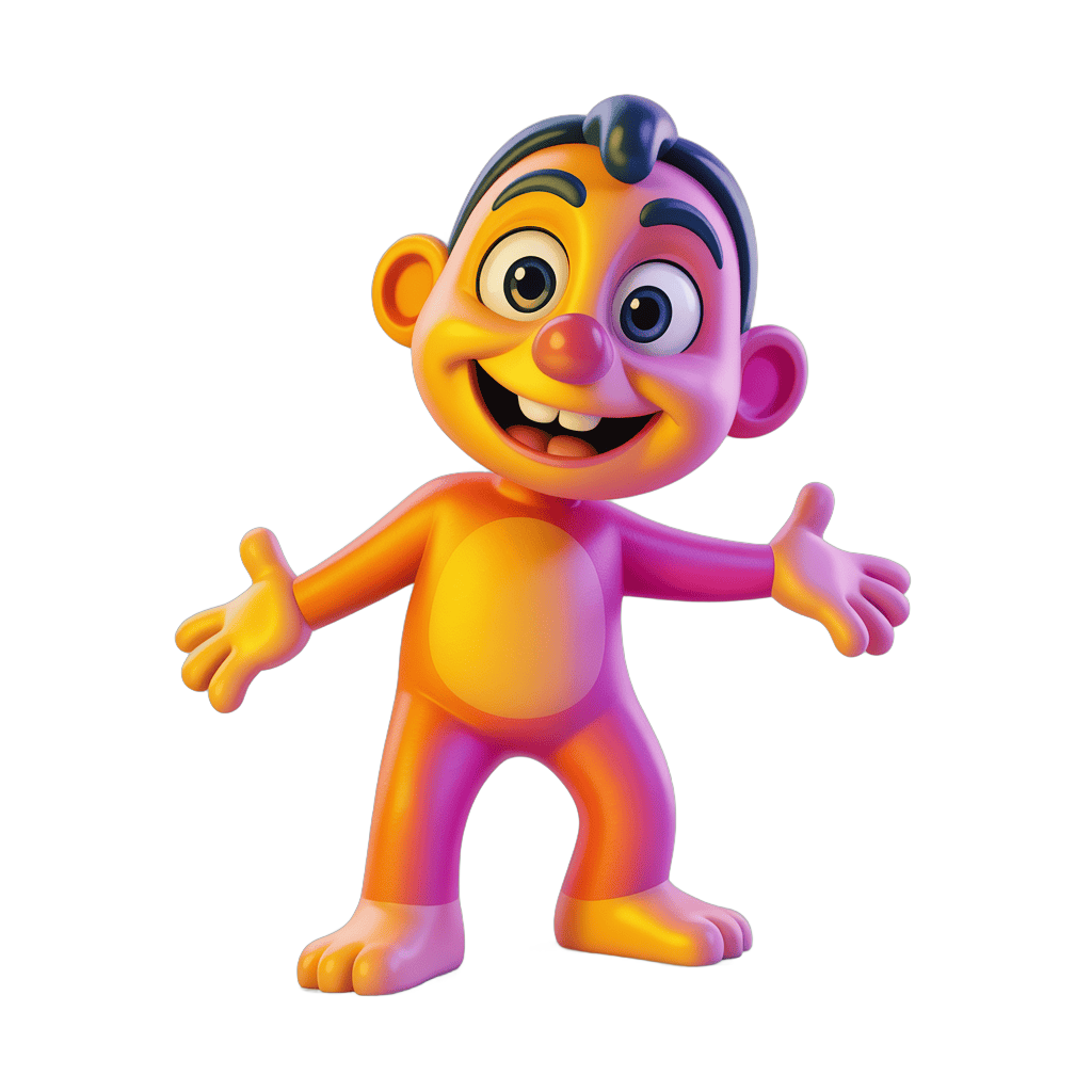 Colorful cartoon character with arms outstretched for cheerful presentations and designs PNG - transparent background