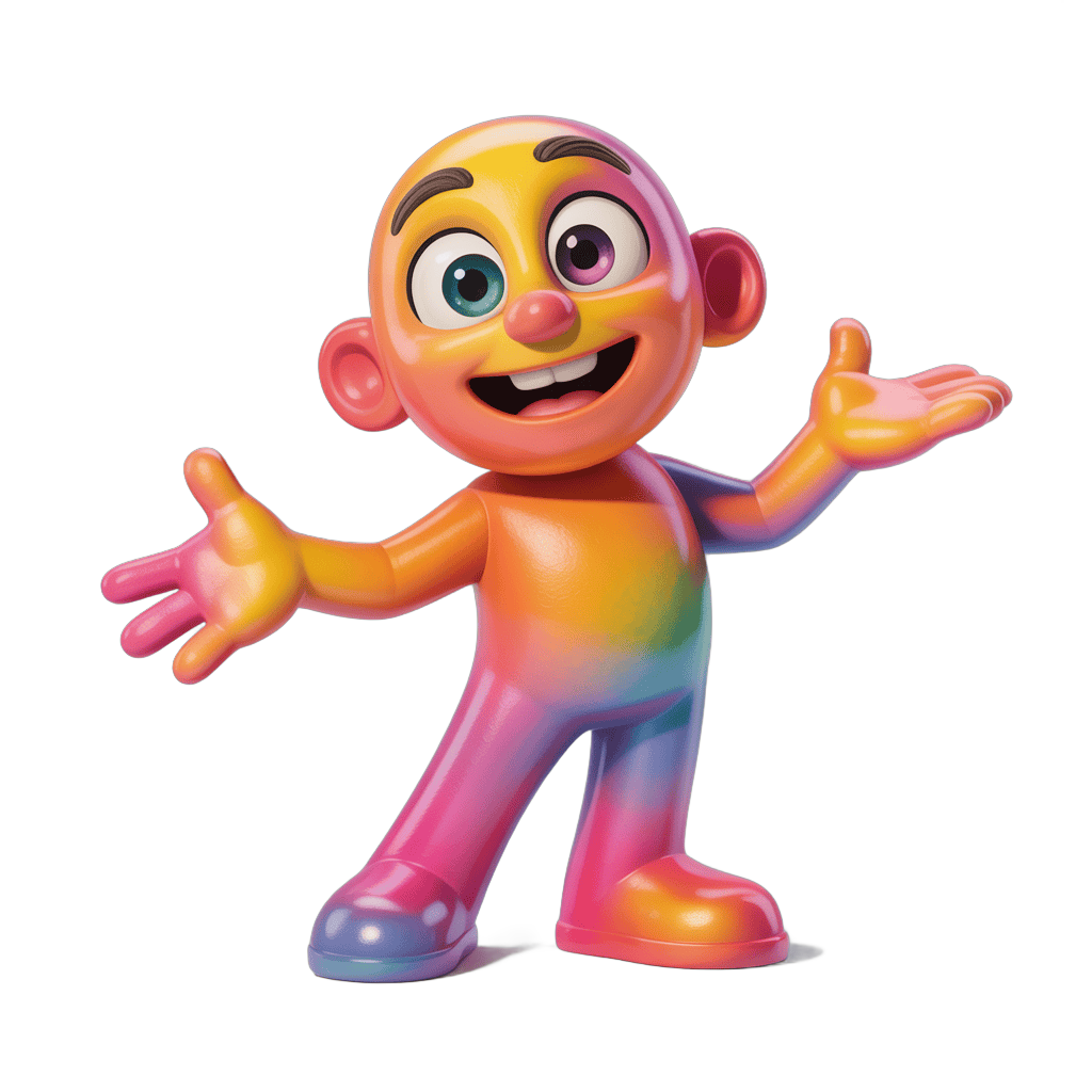 Colorful cartoon character with arms outstretched isolated transparent background PNG - transparent background