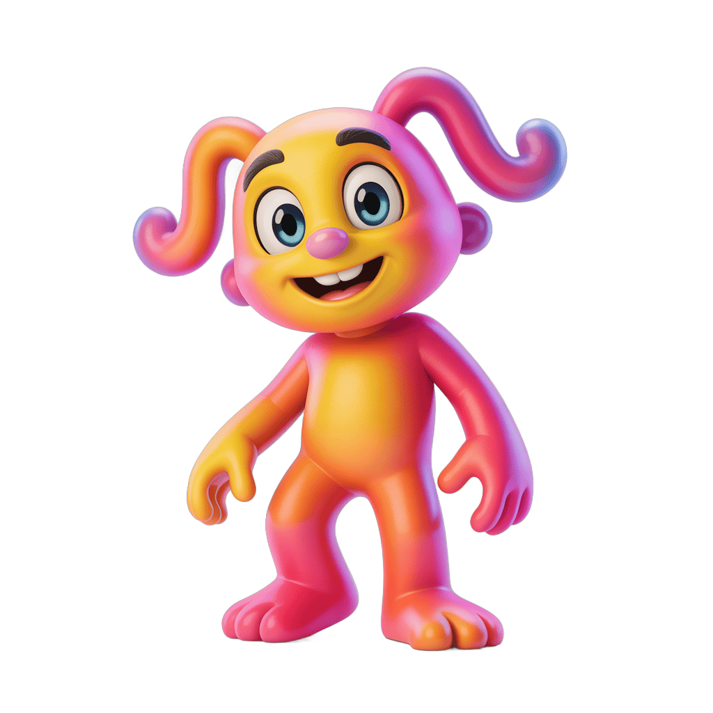 Colorful cartoon character with curly hair standing cheerfully for children illustrations PNG - transparent background