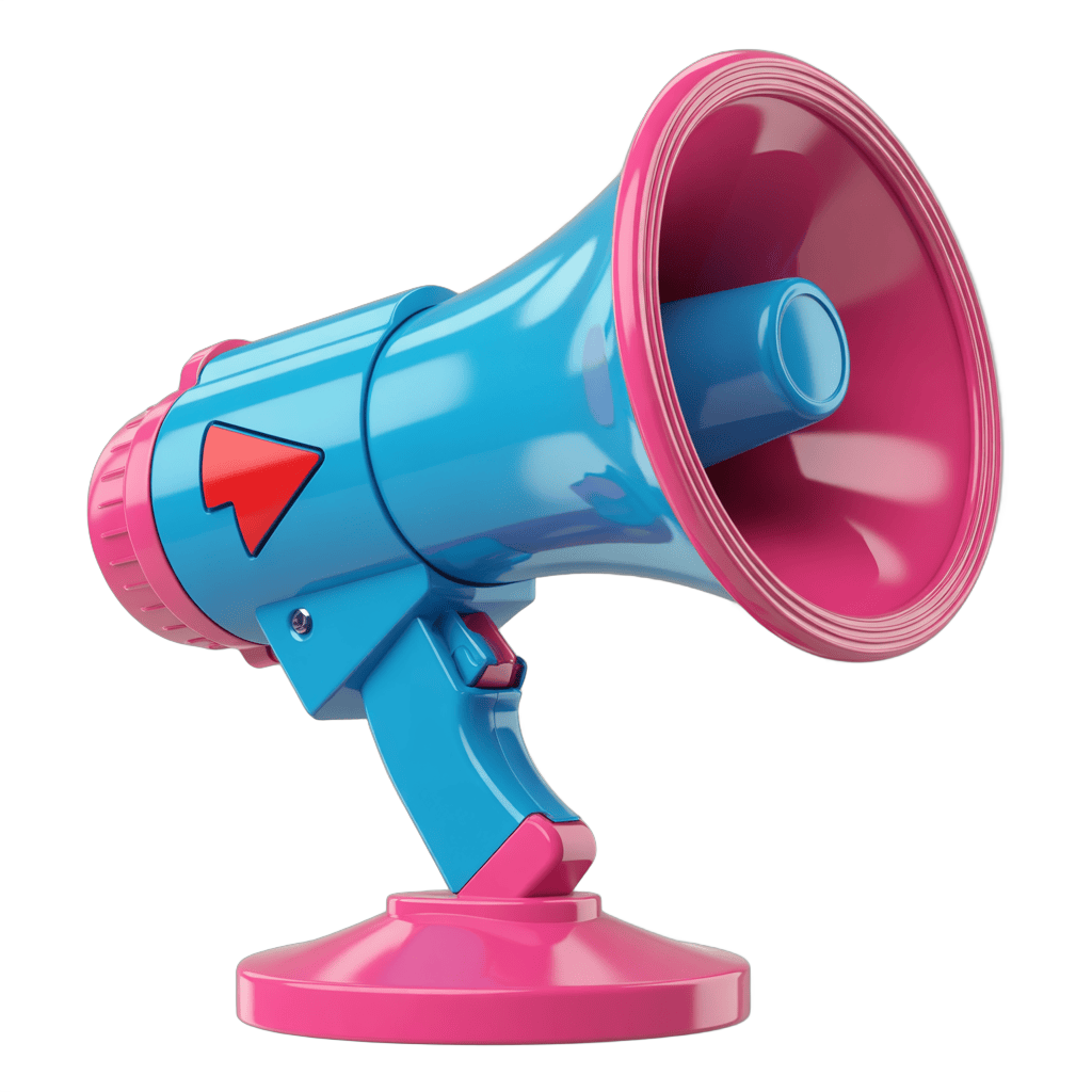 Colorful cartoon megaphone clipart for announcements and event promotions PNG - transparent background