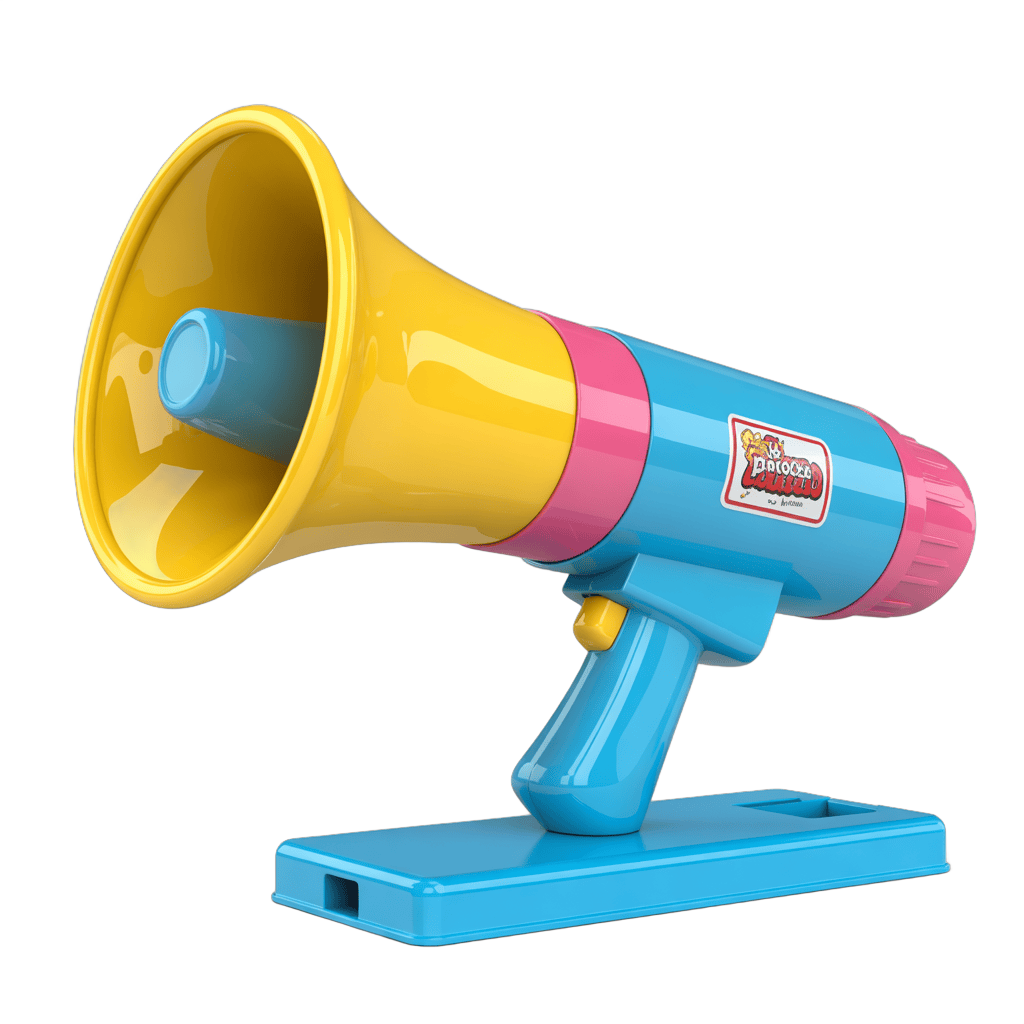 Colorful cartoon megaphone clipart for presentations and announcements PNG - transparent background