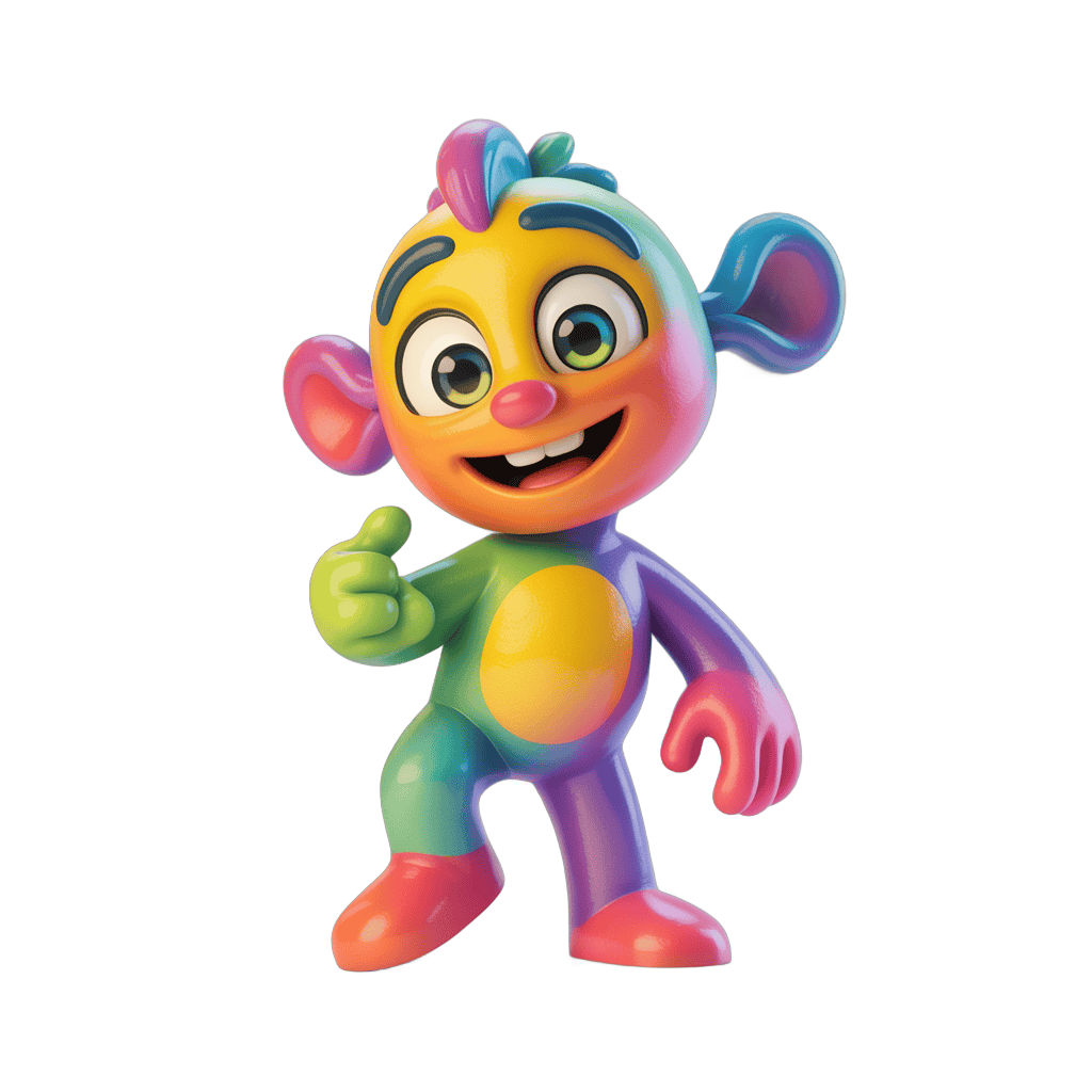 Colorful cartoon monkey character giving thumbs up isolated clipart PNG - transparent background