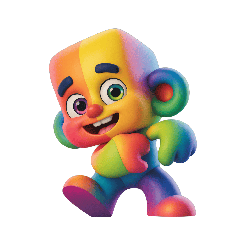 Colorful cartoon monkey character running cheerfully for children illustrations PNG - transparent background