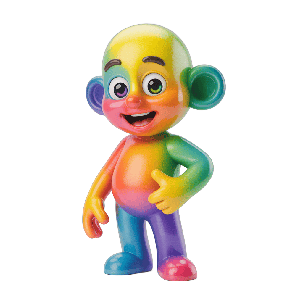 Colorful cartoon monkey character standing with arms crossed for kids illustrations PNG - transparent background