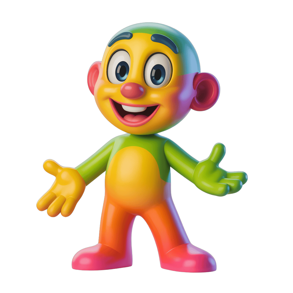 Colorful cartoon monkey character waving arms isolated transparent background PNG - transparent background