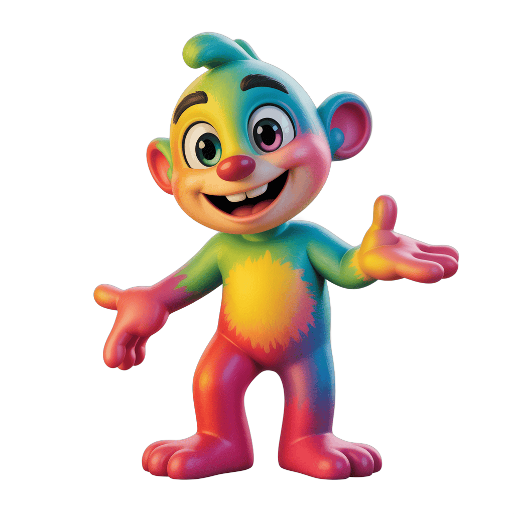 Colorful cartoon monkey character waving cheerfully for children illustrations PNG - transparent background