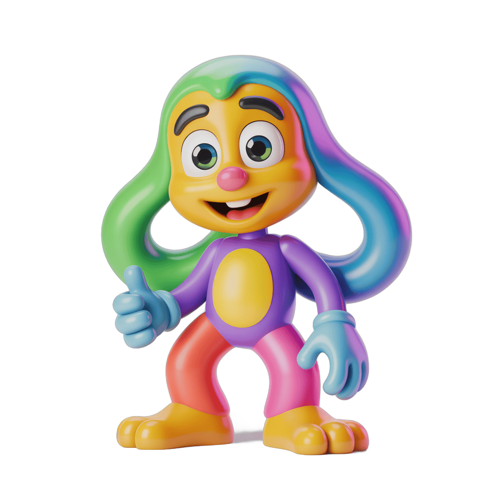 Colorful cartoon monkey character waving cheerfully isolated transparent background PNG - transparent background