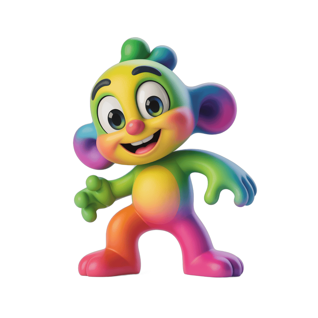 Colorful cartoon monkey character waving cheerfully isolated transparent background PNG - transparent background