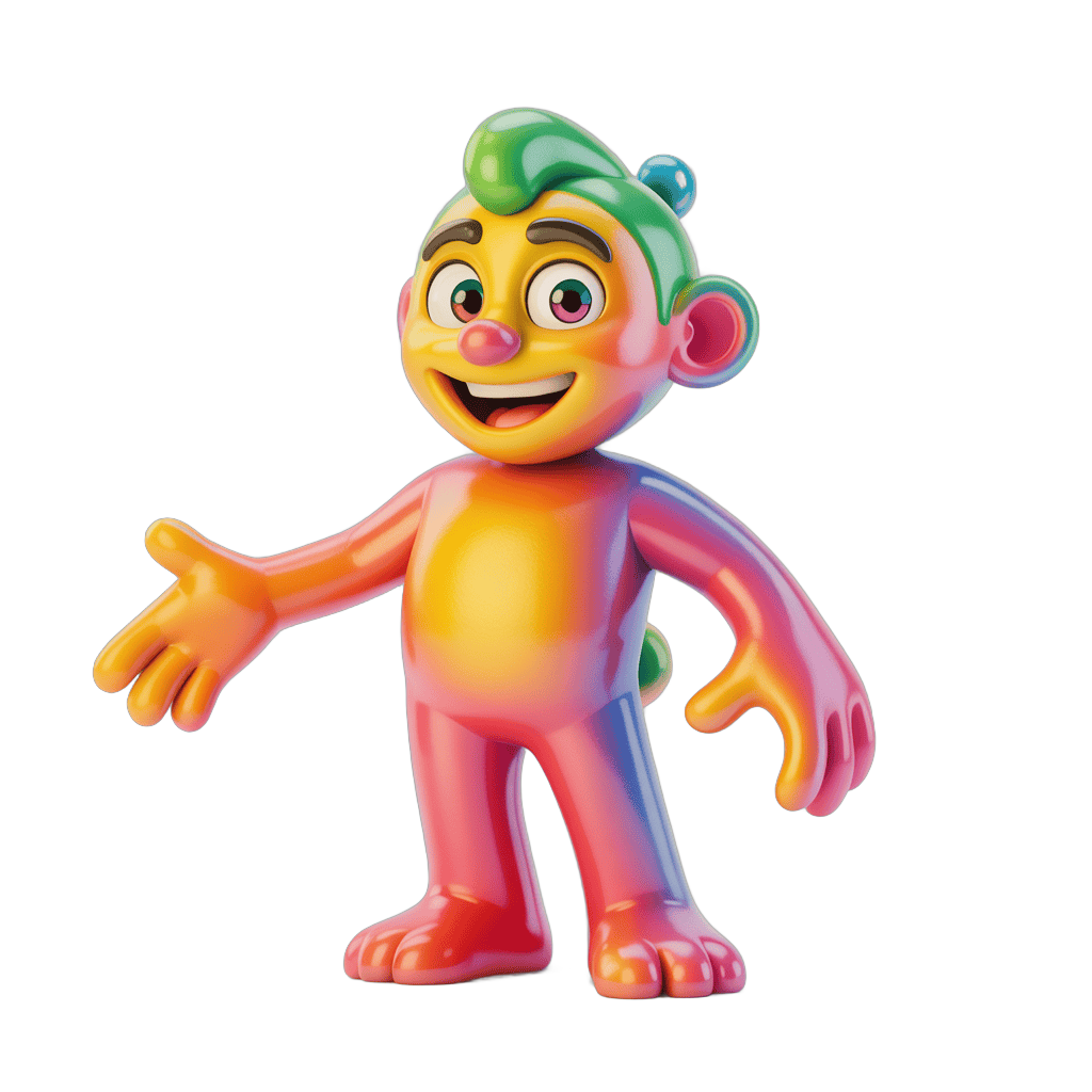 Colorful cartoon monkey character waving friendly greeting isolated transparent background PNG - transparent background