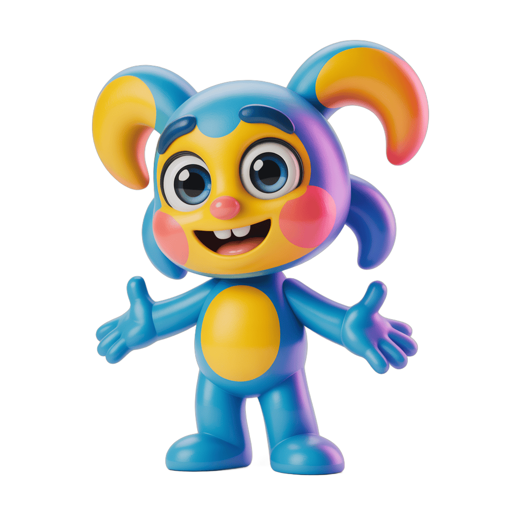 Colorful cartoon monkey character with big ears posing cheerfully for children illustrations PNG - transparent background
