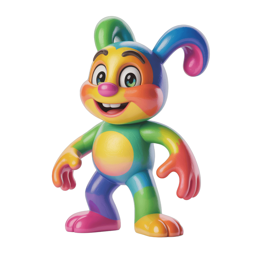 Colorful cartoon rabbit character standing with arms out for children illustrations and designs PNG - transparent background