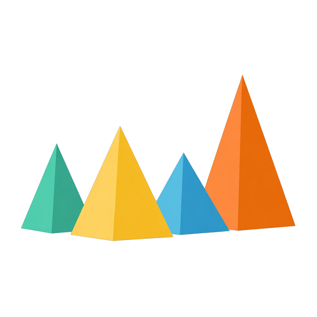 Colorful geometric pyramid icons set for presentations business infographics and reports PNG - transparent background