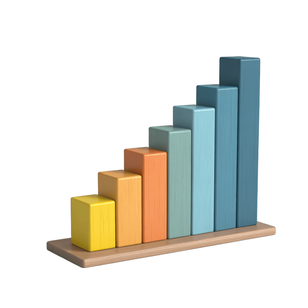 Colorful increasing bar chart clipart for business growth presentations and reports PNG - transparent background