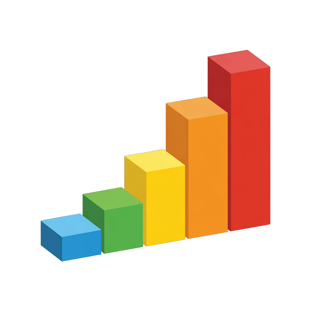 Colorful increasing bar chart clipart for presentations business growth reports and infographics PNG - transparent background