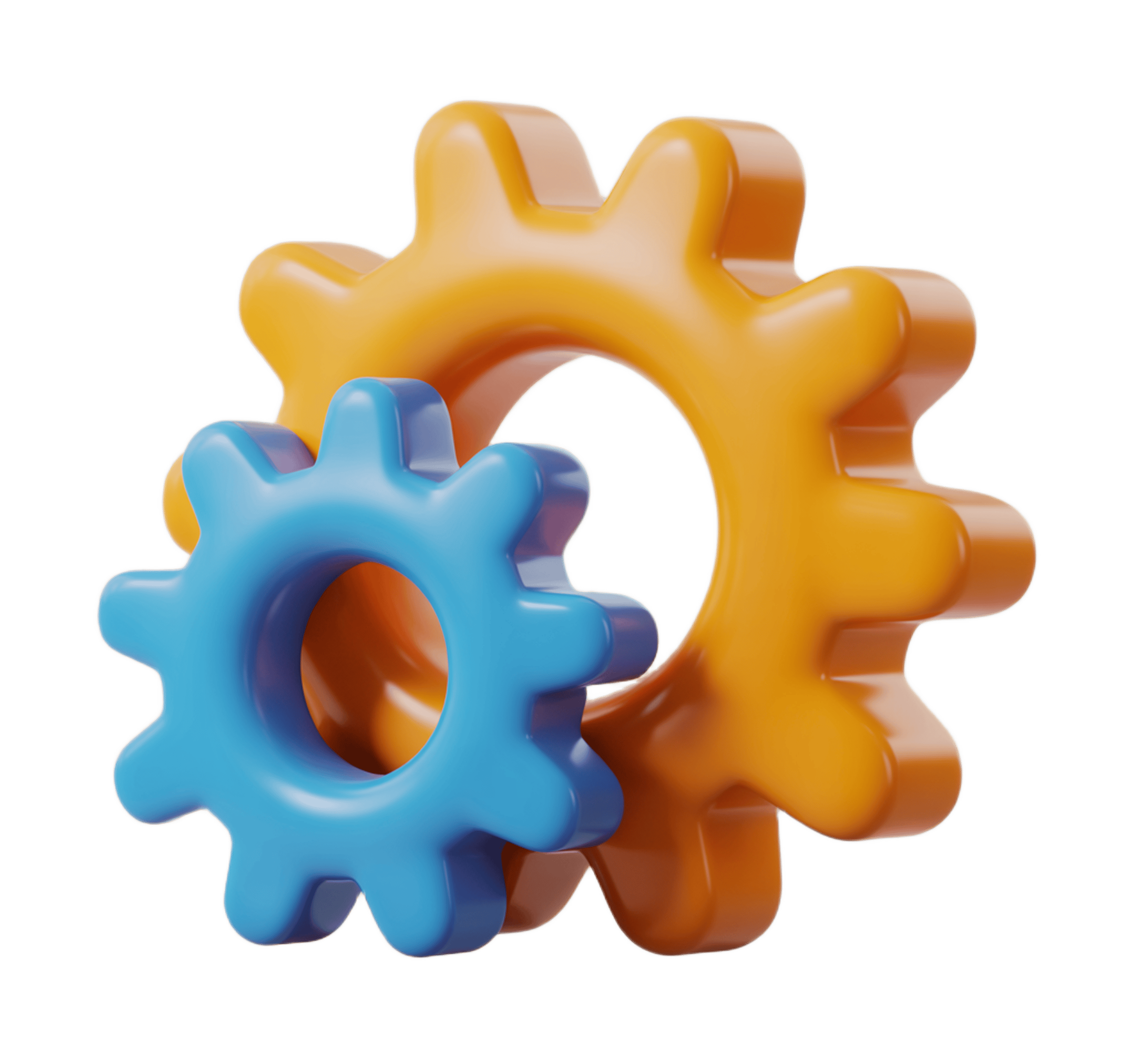 Colorful interlocking gears graphic element for business presentations and marketing materials PNG - transparent background