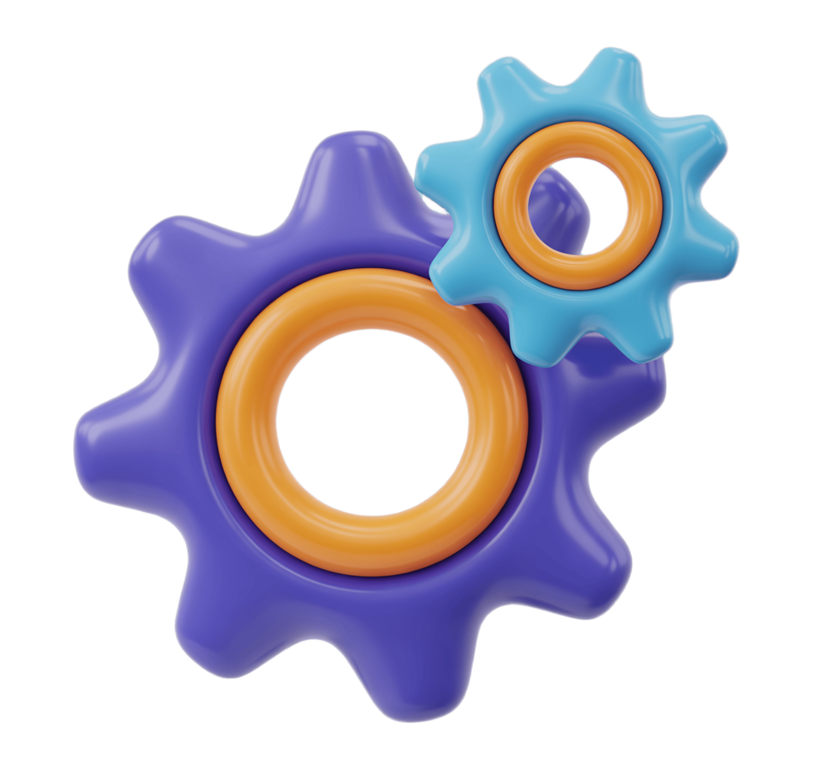 Colorful interlocking gears graphic element for business presentations and infographics PNG - transparent background