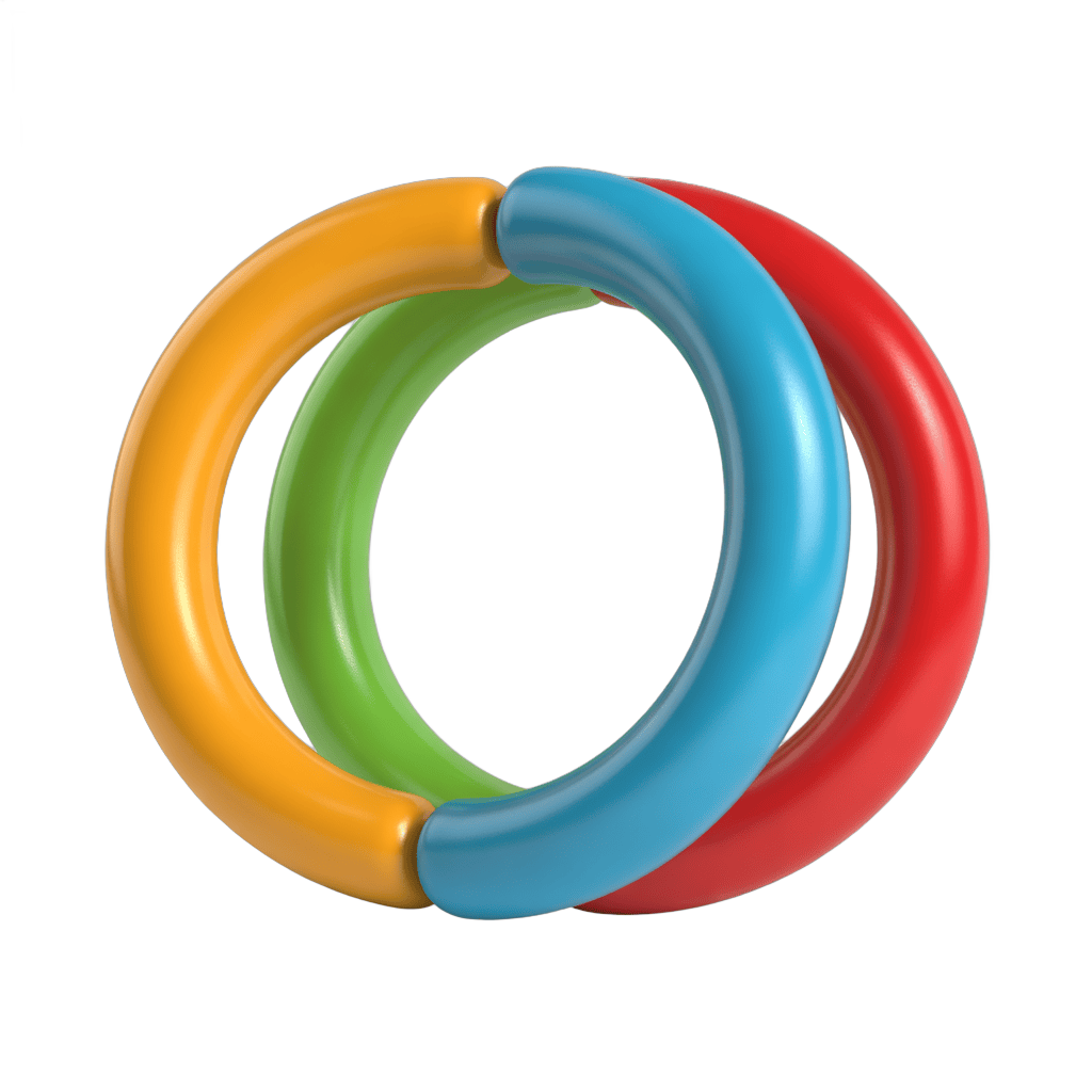 Colorful interlocking rings toy for children educational play and learning activities PNG - transparent background