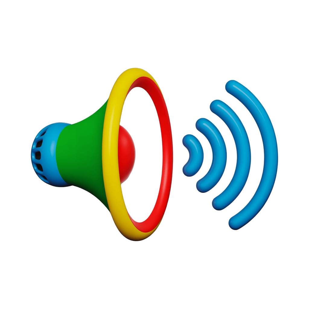 Colorful isolated speaker icon with wireless signal waves for presentations and apps PNG - transparent background