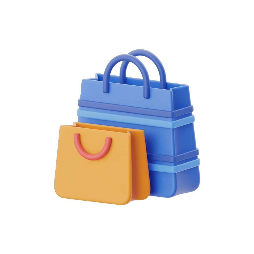 Colorful shopping bags clipart for ecommerce website and online store promotion PNG - transparent background