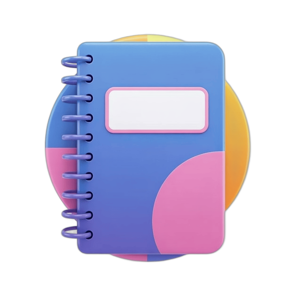 Colorful spiral bound notebook with blank cover for educational and office presentations PNG - transparent background