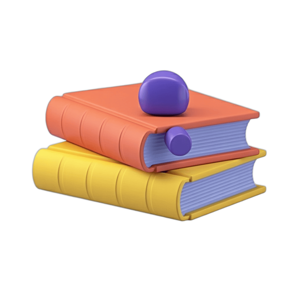 Colorful stack of books with purple bookmark for educational and creative project illustrations PNG - transparent background