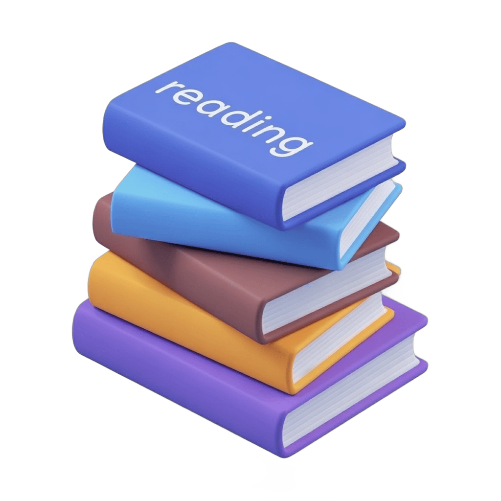 Colorful stack of books with reading text for education and learning materials PNG - transparent background