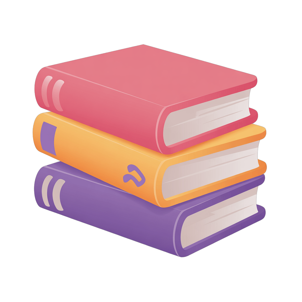 Colorful stack of three books clipart for education and learning materials design PNG - transparent background