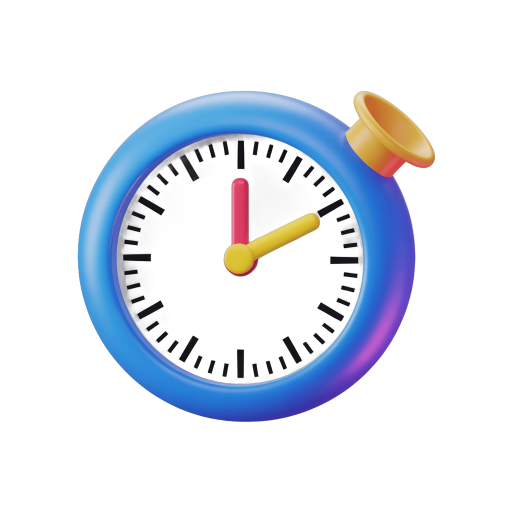 Colorful stopwatch with yellow and red hands for timers, events, and productivity tracking PNG - transparent background