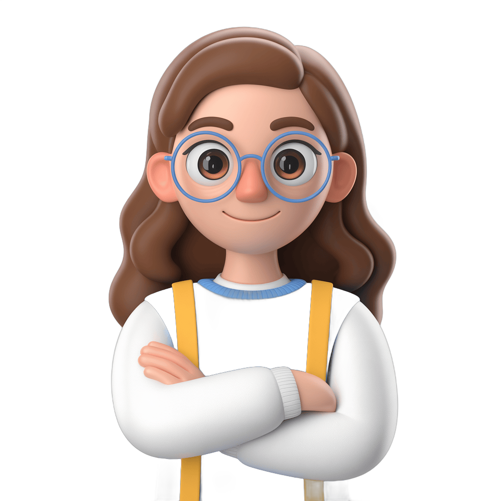 Confident cartoon scientist with glasses and yellow suspenders for educational content and presentations PNG - transparent background
