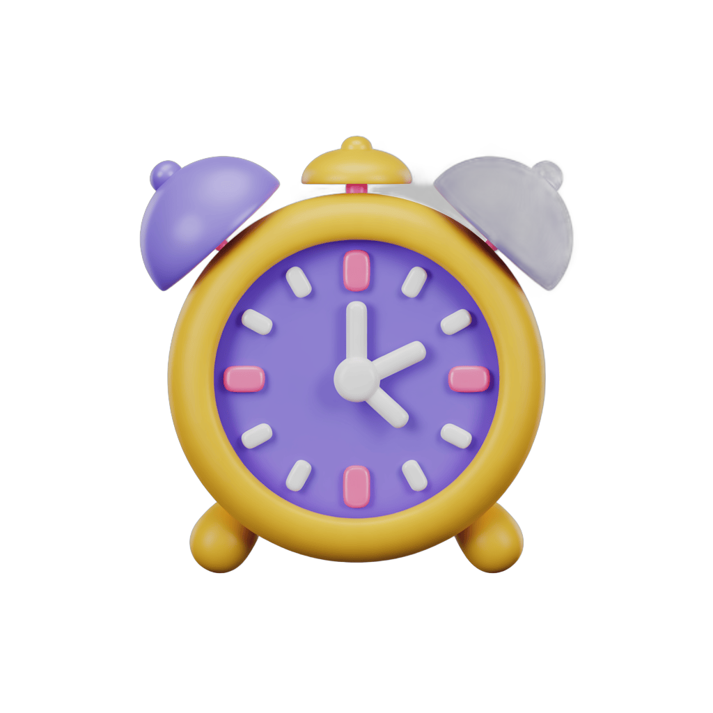 Cute cartoon alarm clock with animal bells for kids room decor or educational materials PNG - transparent background
