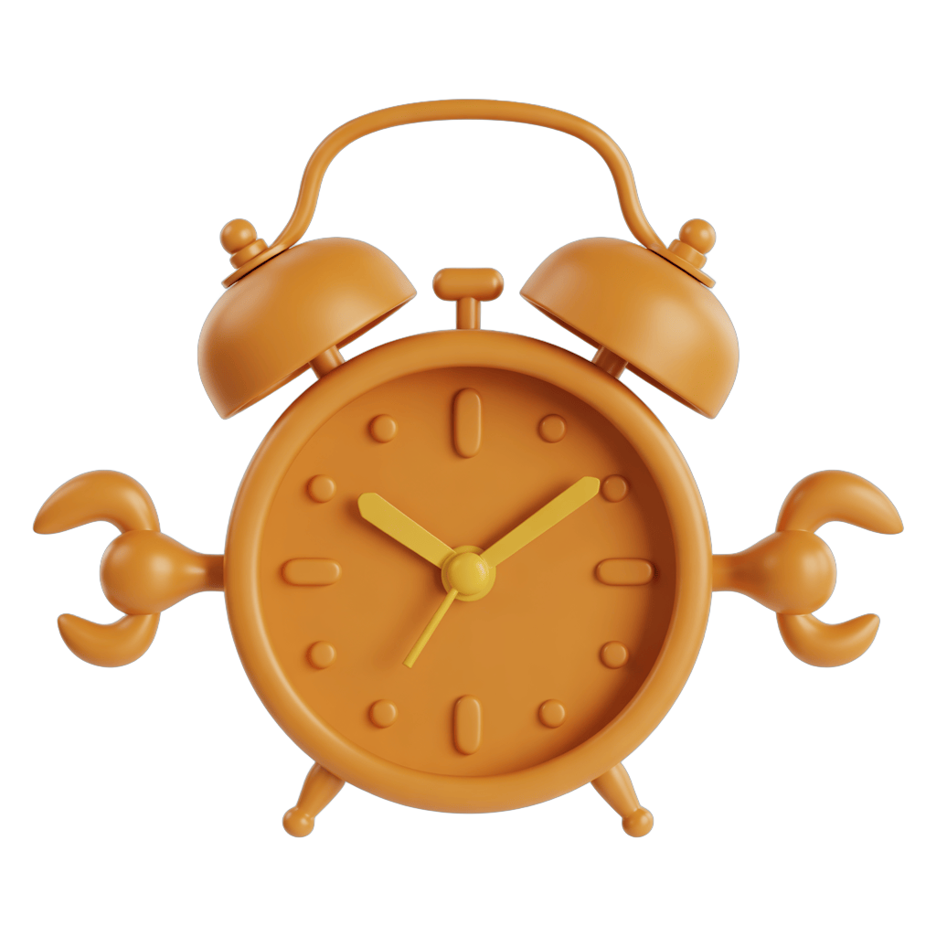 Cute cartoon alarm clock with arms for time management and productivity graphics PNG - transparent background