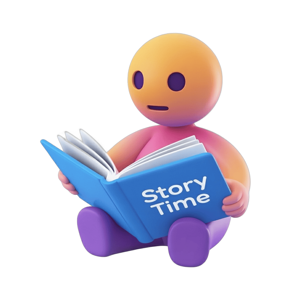 Cute cartoon baby reading storybook during bedtime or preschool story time activity PNG - transparent background