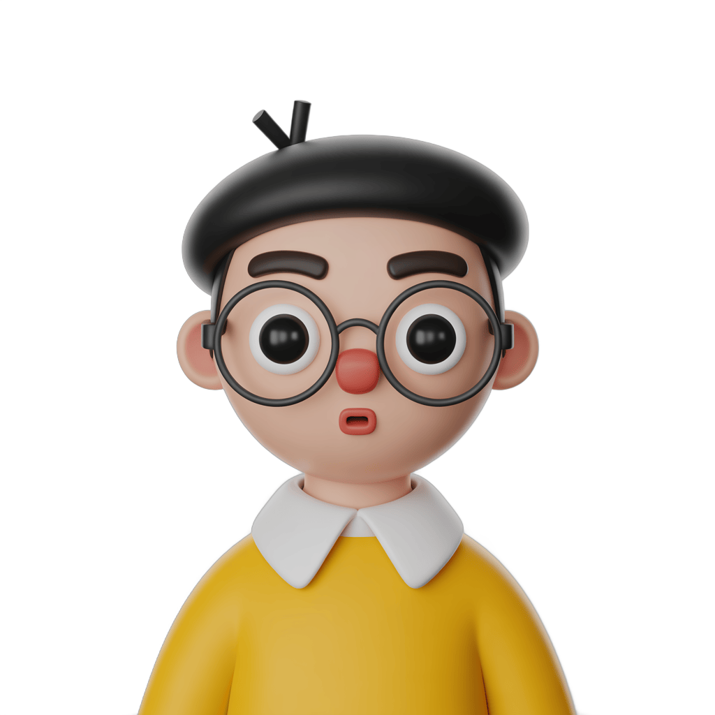 Cute cartoon boy with glasses and beret in yellow shirt isolated transparent background clipart PNG - transparent background