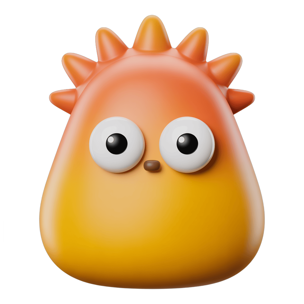 Cute cartoon character with big eyes and spikes for children's illustrations and educational materials PNG - transparent background