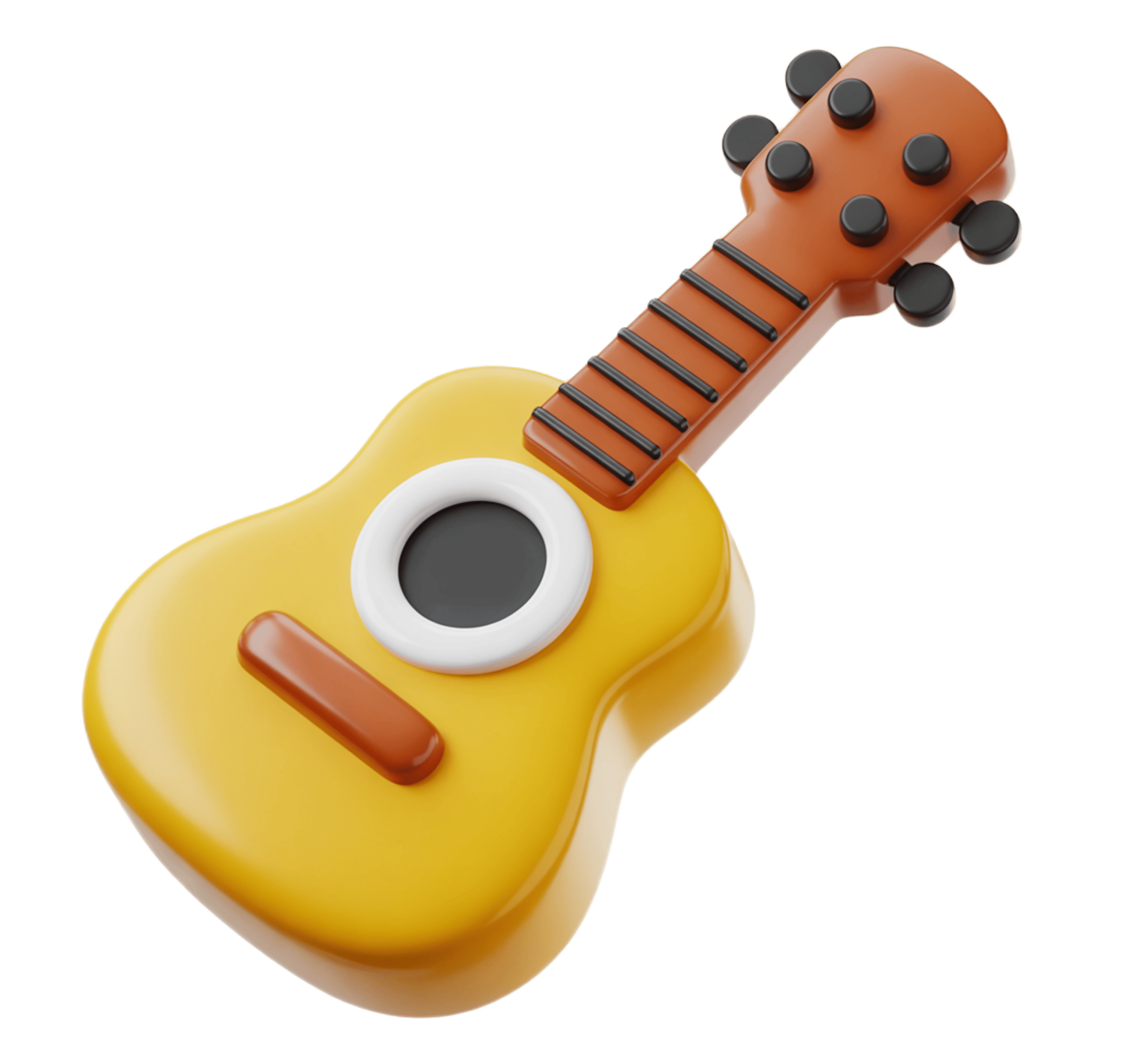 Cute cartoon ukulele graphic element for music education and kids activities PNG - transparent background