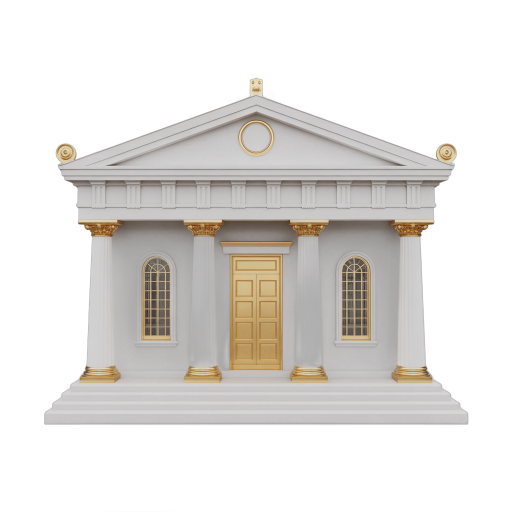 Elegant neoclassical building illustration for corporate presentations and architectural designs PNG - transparent background