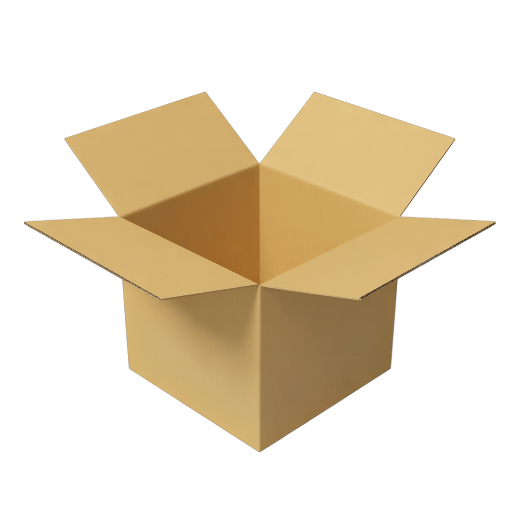 Empty cardboard box illustration for shipping packaging delivery and ecommerce product presentation PNG - transparent background