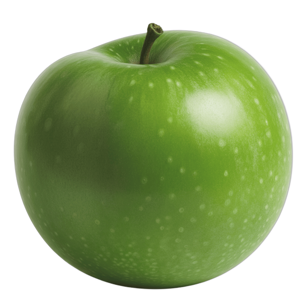 Fresh green apple isolated on transparent background for food graphics and marketing designs PNG - transparent background